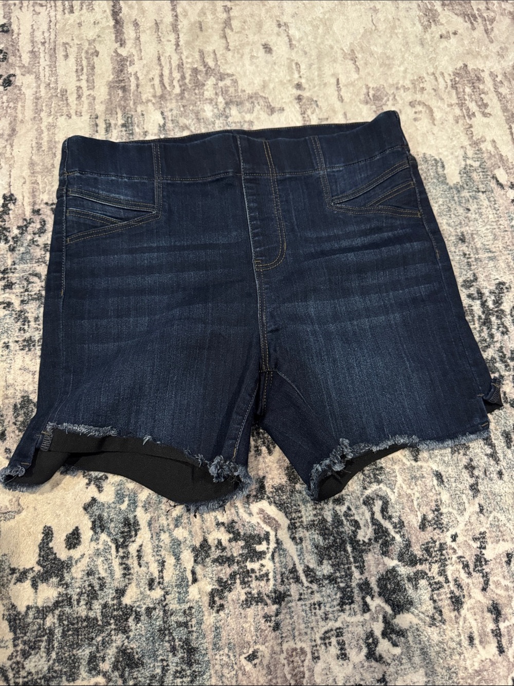 Liverpool Dark Blue Frayed Hem Denim Shorts